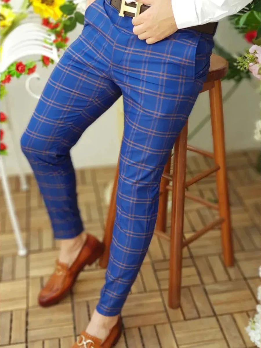 Men's Retro Plaid Casual Pants - DUVAL