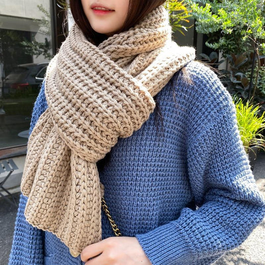 Winter Thick Warm Knitted Khaki Kadies Scarves Korean Yellow Female Knitting Scarf