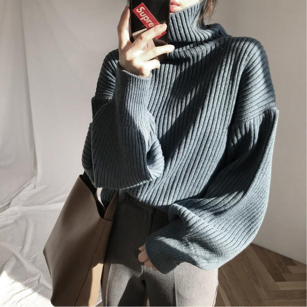 Lazy Padded Pullover Outer Knit Sweater