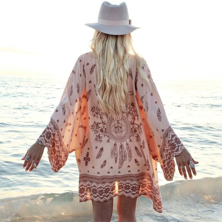 Boho Kimono Chiffon Cover Up - DUVAL