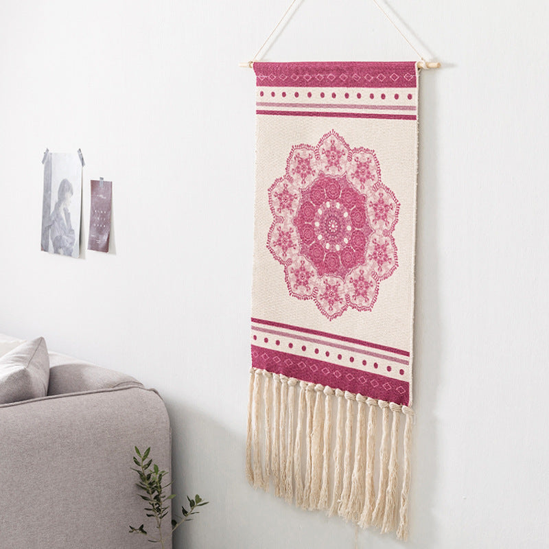 Tassel hand-woven cotton hanging picture background wall cloth