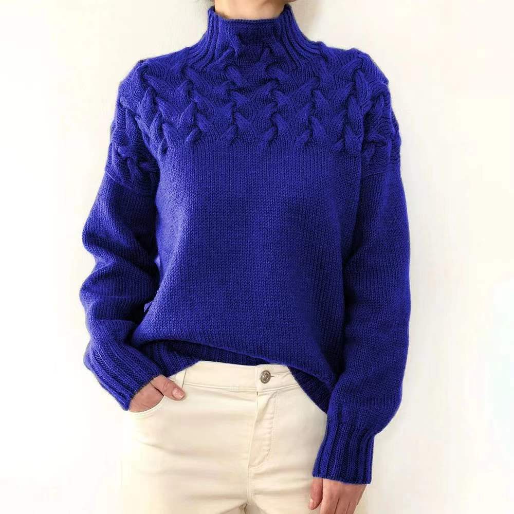 Casual turtleneck solid-color sweater