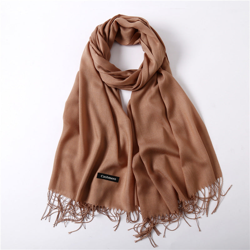 Classic Solid Color Cashmere Scarf