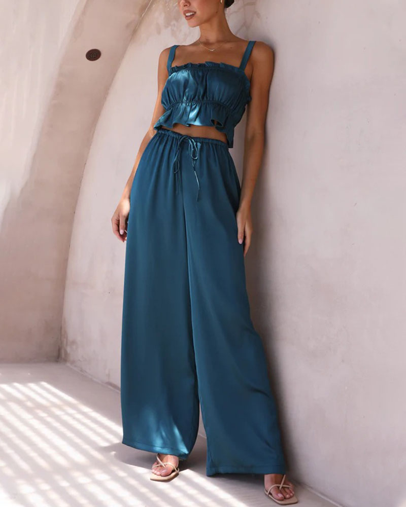 Summer fashion wide-leg two-piece set