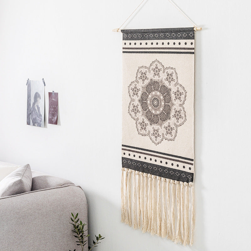 Tassel hand-woven cotton hanging picture background wall cloth