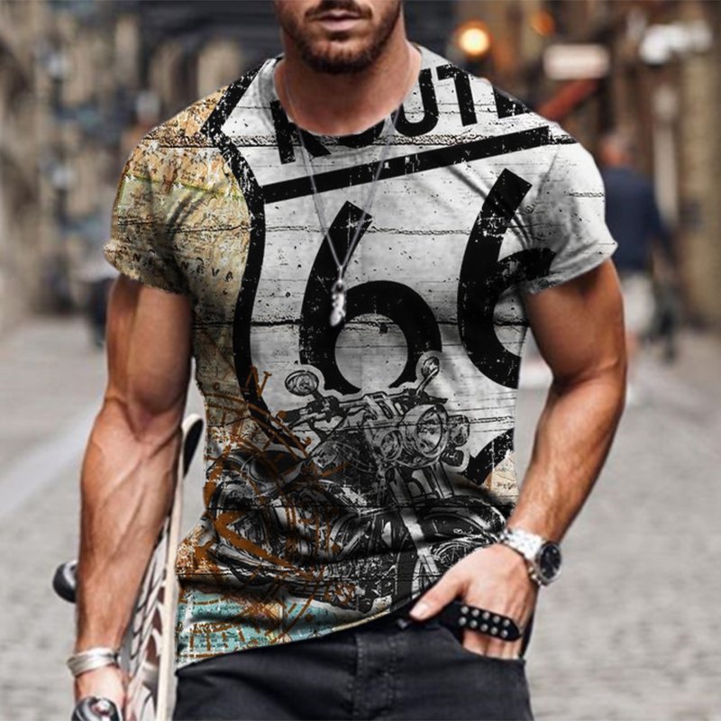 Fashion Casual Retro Printed Short-Sleeved T-Shirt - DUVAL