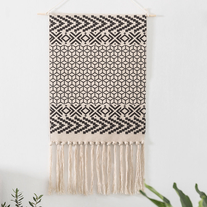 Tassel hand-woven cotton hanging picture background wall cloth