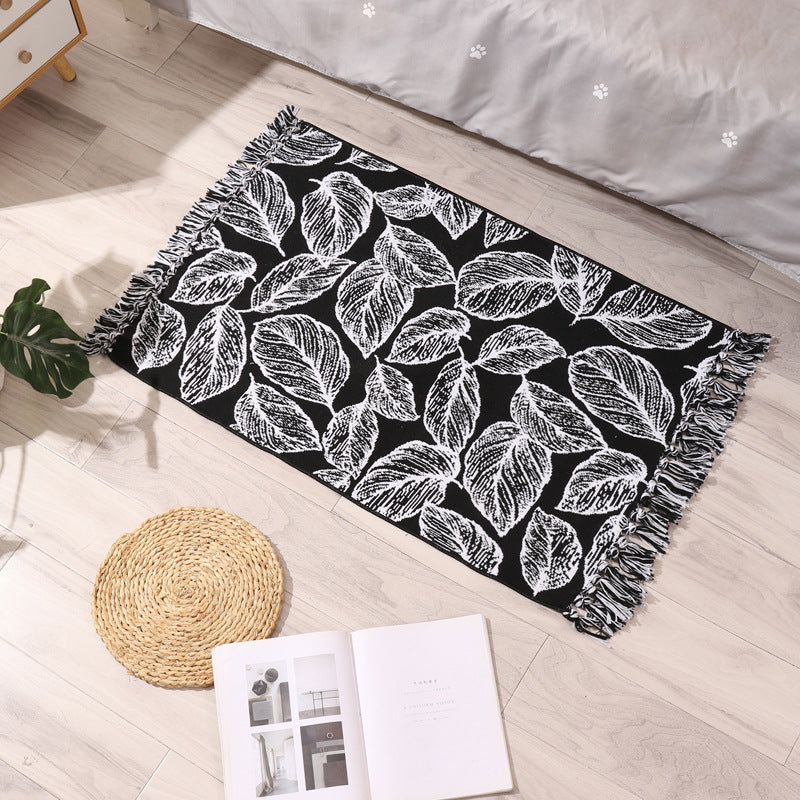 Cotton fringed floor mat simple bedroom tufted foot mat