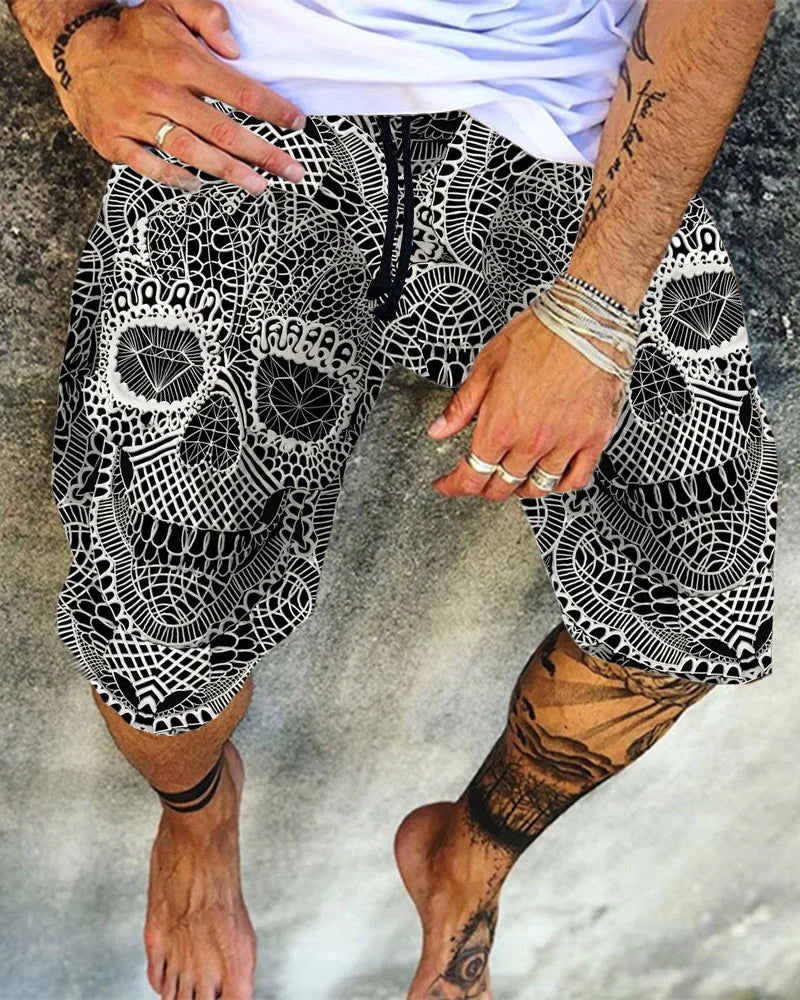 Skull Print Summer Men's Casual Pants - DUVAL