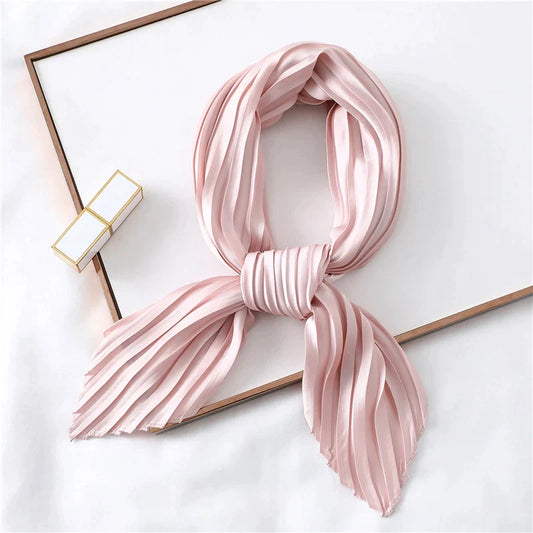 Solid Color Versatile Pleated Square Kerchief