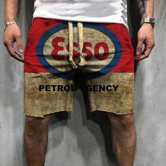 Retro Engine Oil Logo Print Shorts - DUVAL