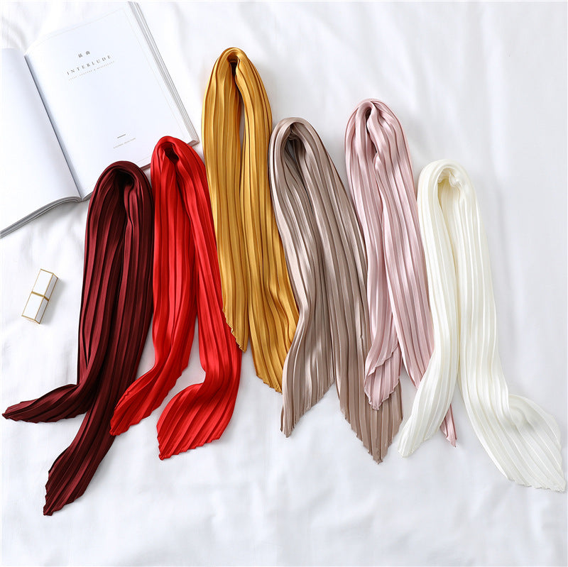 Solid Color Versatile Pleated Square Kerchief