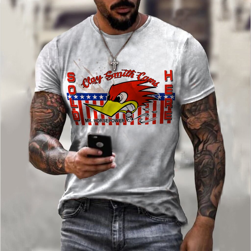 Mr Horsepower Fashion retro short sleeve printed T-shirt - DUVAL