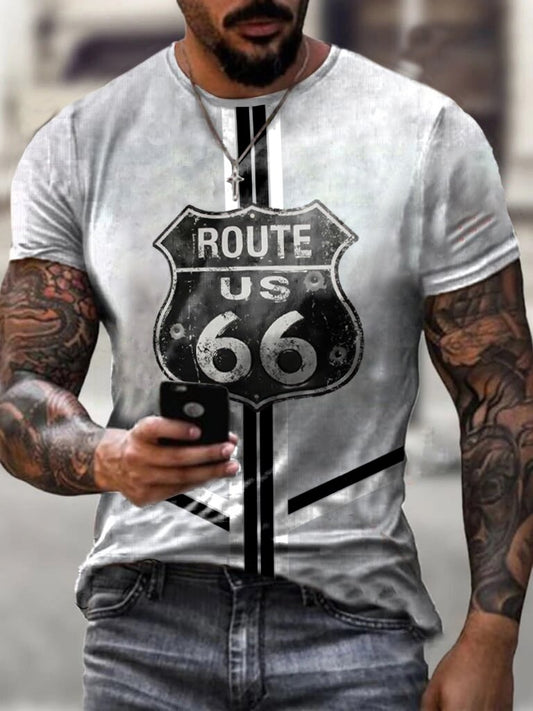 Retro Men's Route 66 Casual T-Shirt - DUVAL