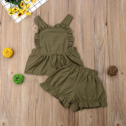 Summer children's flying sleeve two piece set