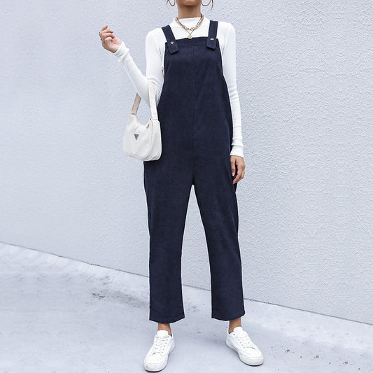 Casual Vintage Corduroy Jumpsuit