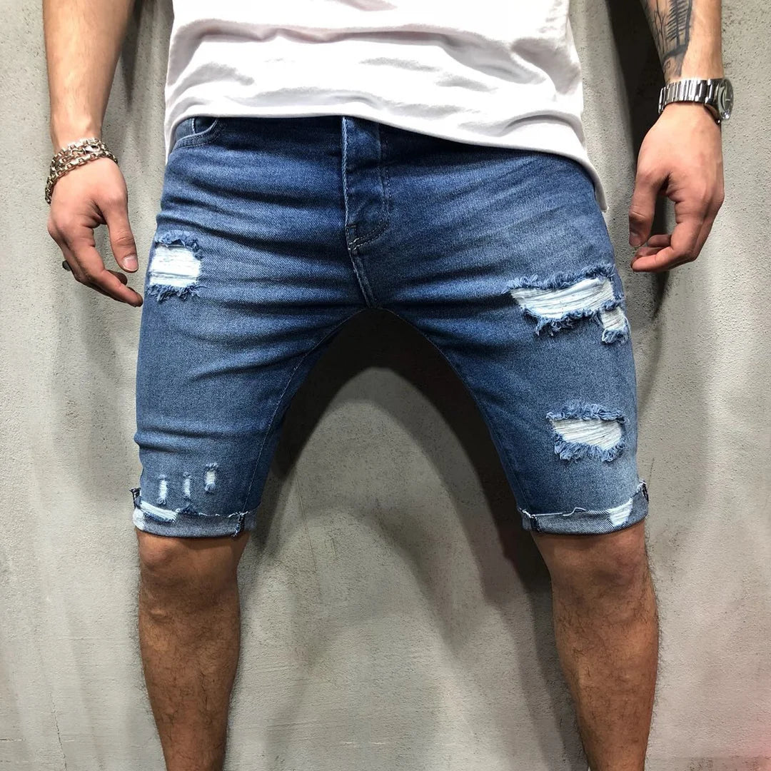 Men's Shorts Ripped Street Fashion Retro Jeans - DUVAL