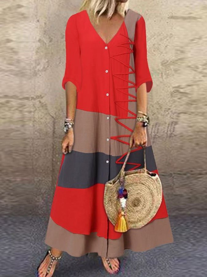 Casual V-Neck Dress - DUVAL