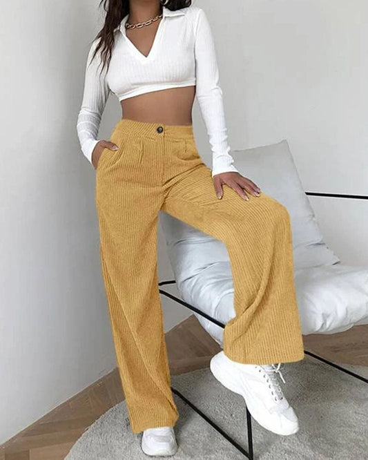 Corduroy Loose Straight-Leg Trousers