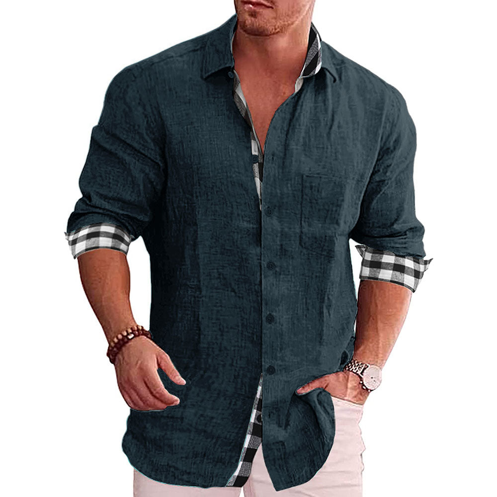 Gentleman Paneled Casual Buttons Pocket Blouse - DUVAL