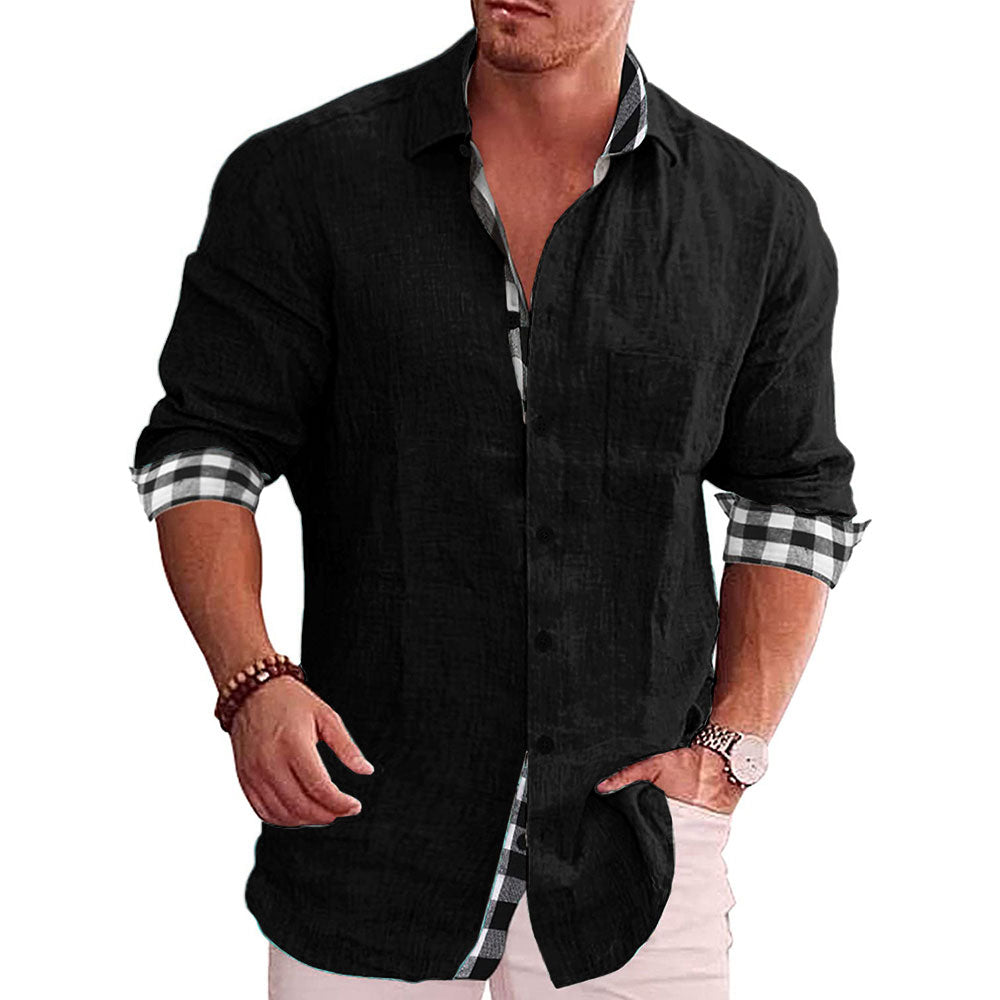 Gentleman Paneled Casual Buttons Pocket Blouse - DUVAL