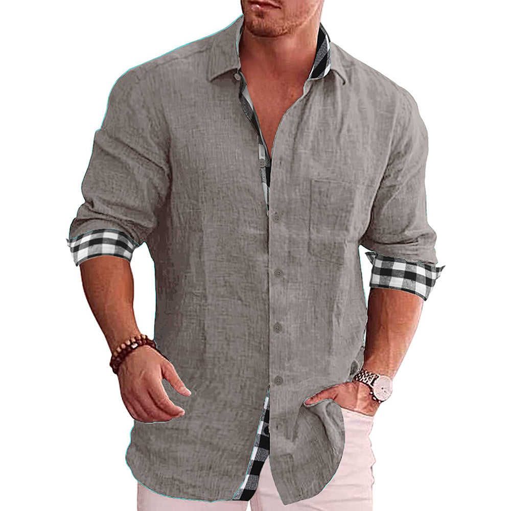 Gentleman Paneled Casual Buttons Pocket Blouse - DUVAL