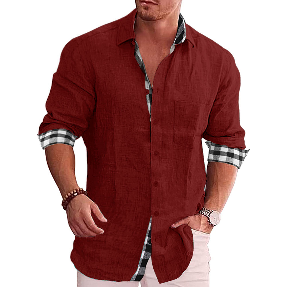 Gentleman Paneled Casual Buttons Pocket Blouse - DUVAL