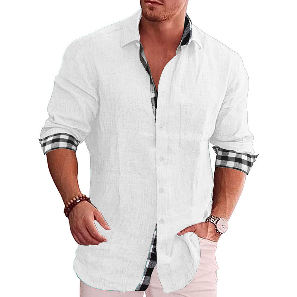 Gentleman Paneled Casual Buttons Pocket Blouse - DUVAL