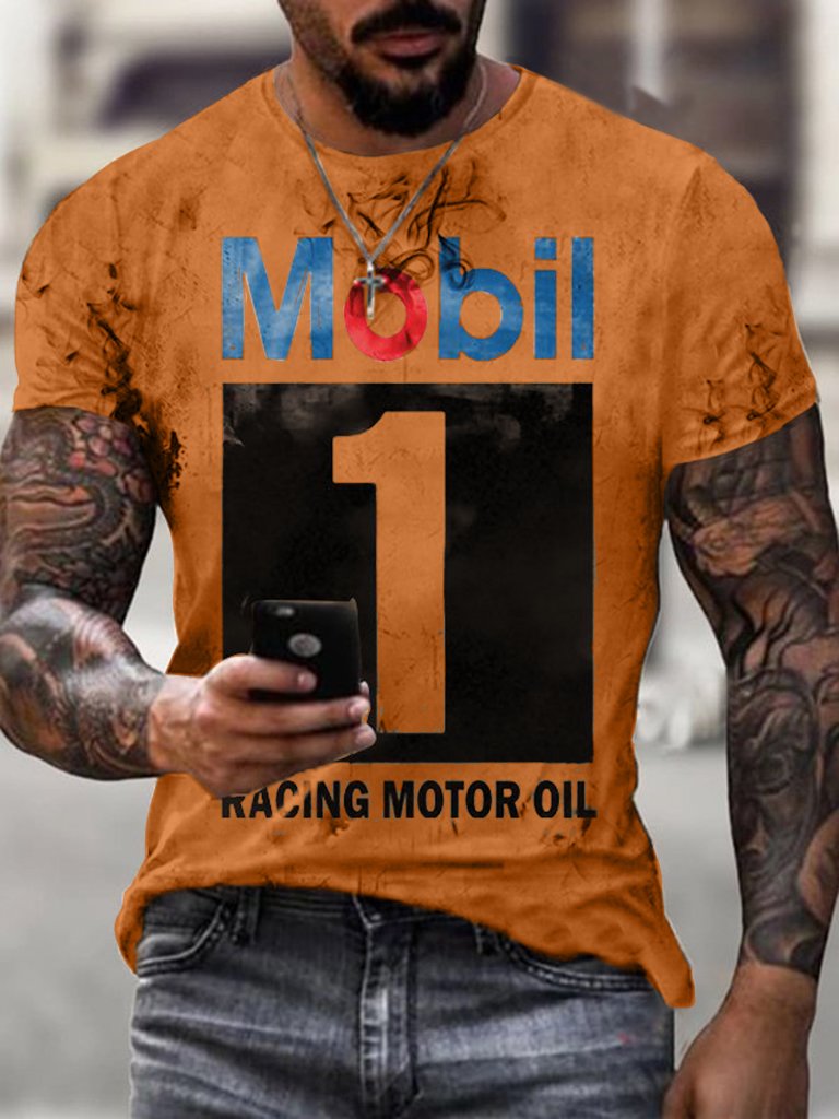 Men's Vintage Motor Oil Badge Printed T-shirt - DUVAL