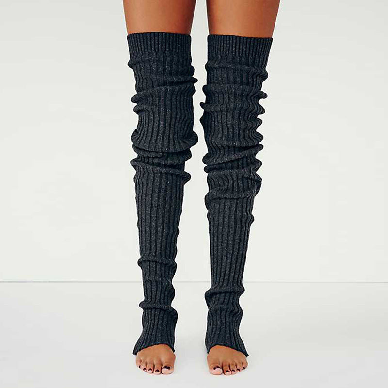 Long over knee knitted pile socks