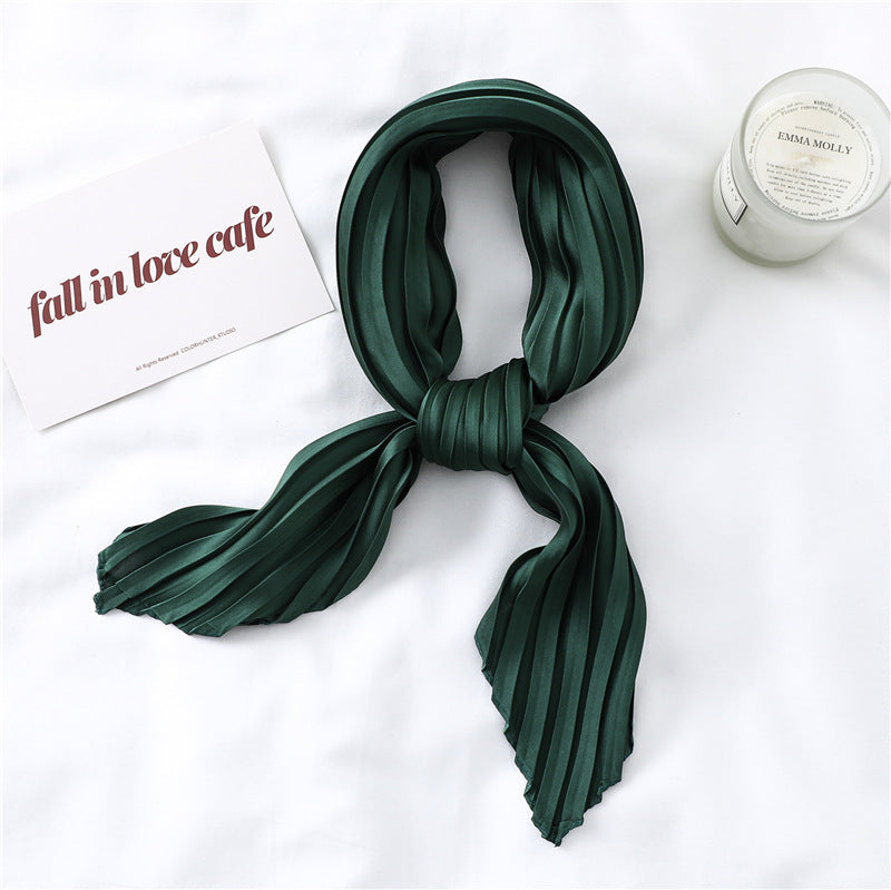 Solid Color Versatile Pleated Square Kerchief