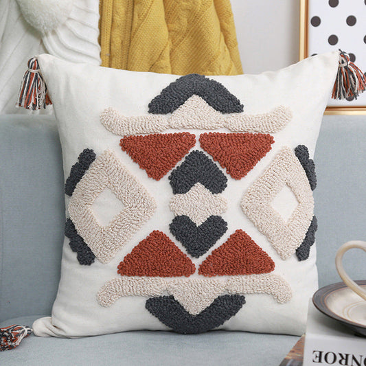 Simple tufted embroidered Bohemian pillow cushion