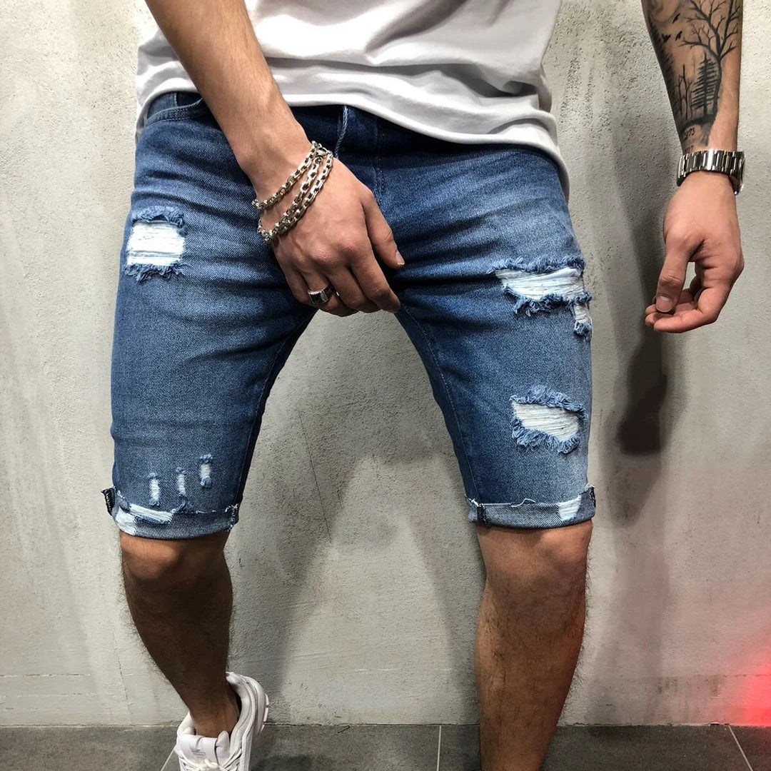 Men's Shorts Ripped Street Fashion Retro Jeans - DUVAL