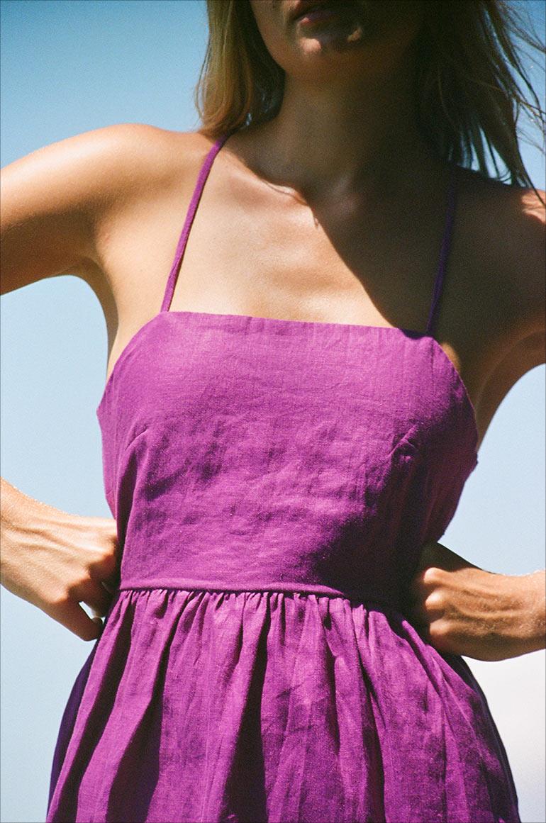 Elegant Purple Lace-up Dress