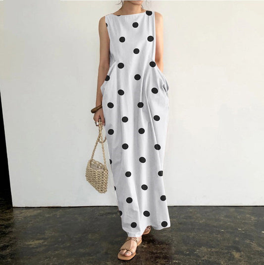 Elegant Sleeveless Robe Printed Long Dress