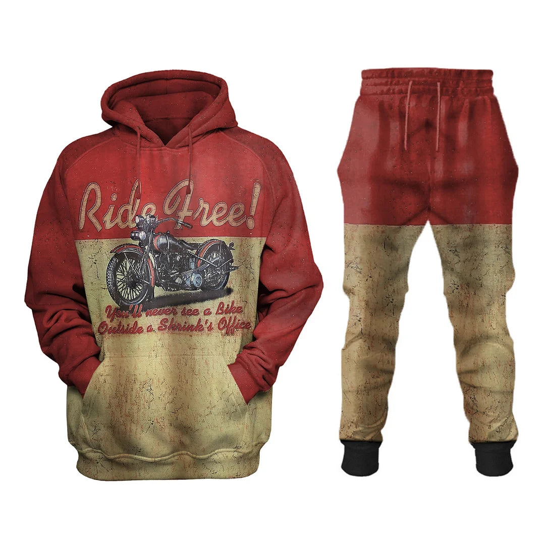 Vintage Motorcycle Distressed Sweatshirt Set - DUVAL