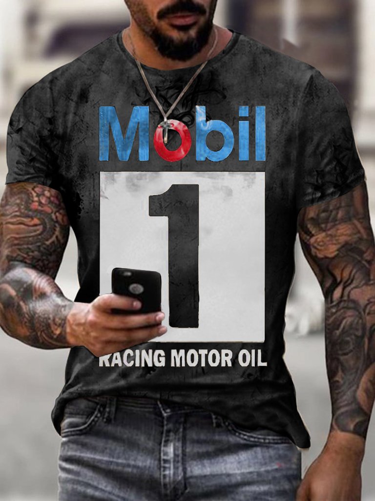 Men's Vintage Motor Oil Badge Printed T-shirt - DUVAL