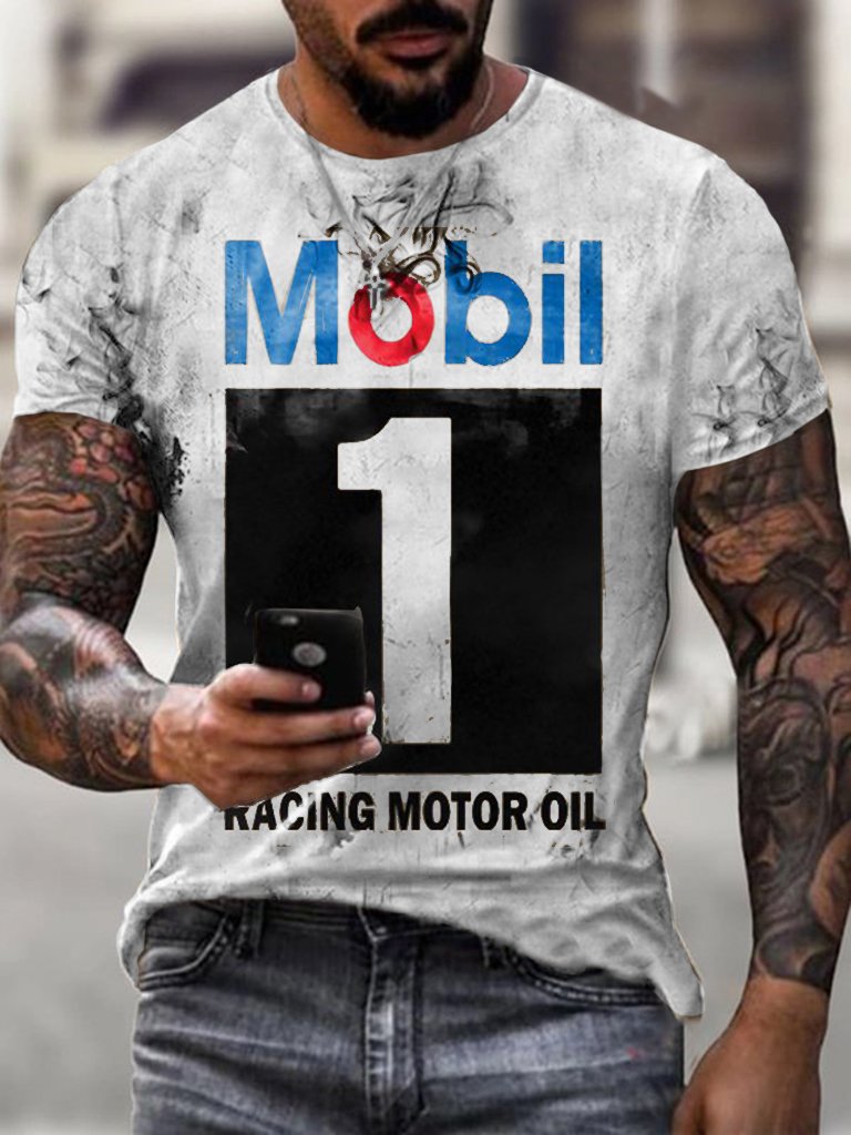 Men's Vintage Motor Oil Badge Printed T-shirt - DUVAL