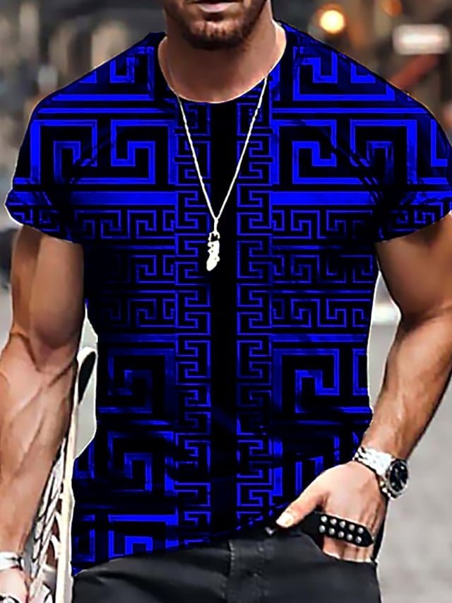 Men's T-Shirt 3D Print Short Sleeve Casual Tops - DUVAL