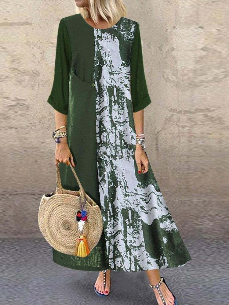 Summer Long Sleeve Printed Long Maxi Dresses - DUVAL