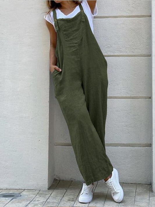 Strap Solid Color Long Jumpsuit