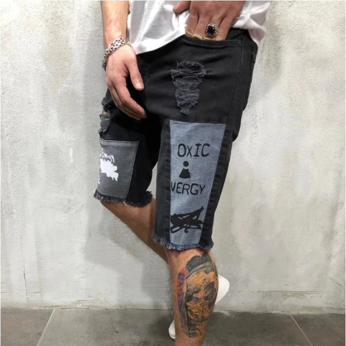 Men's Shorts Ripped Street Fashion Retro Jeans - DUVAL