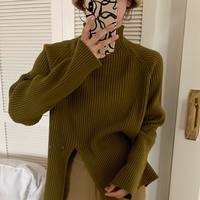 Retro Design Half Turtleneck Sweater Top