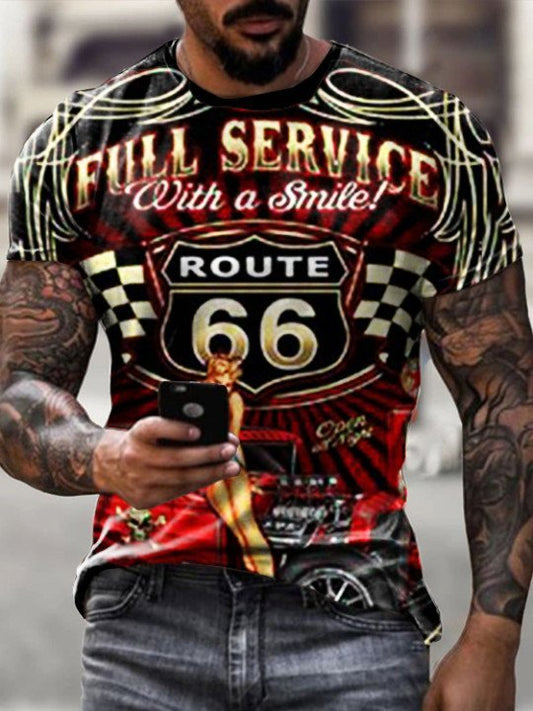 Retro Beauty Service Gas Station Print T-shirt - DUVAL