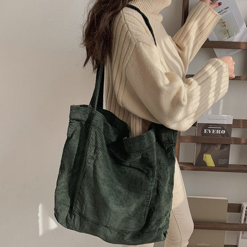 Leisure Literature and Art Washing Corduroy Simple Retro Bag