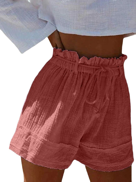 Casual High Waist Self-tie Short Pants