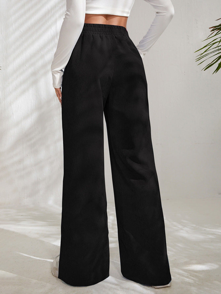 High Waist Corduroy Panel Slit Lounge Pants