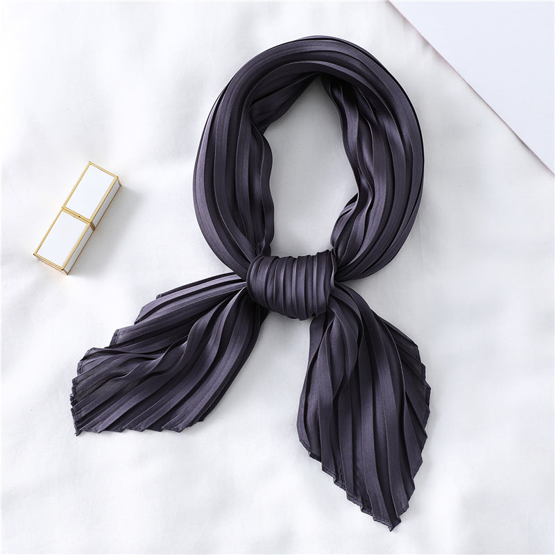 Solid Color Versatile Pleated Square Kerchief