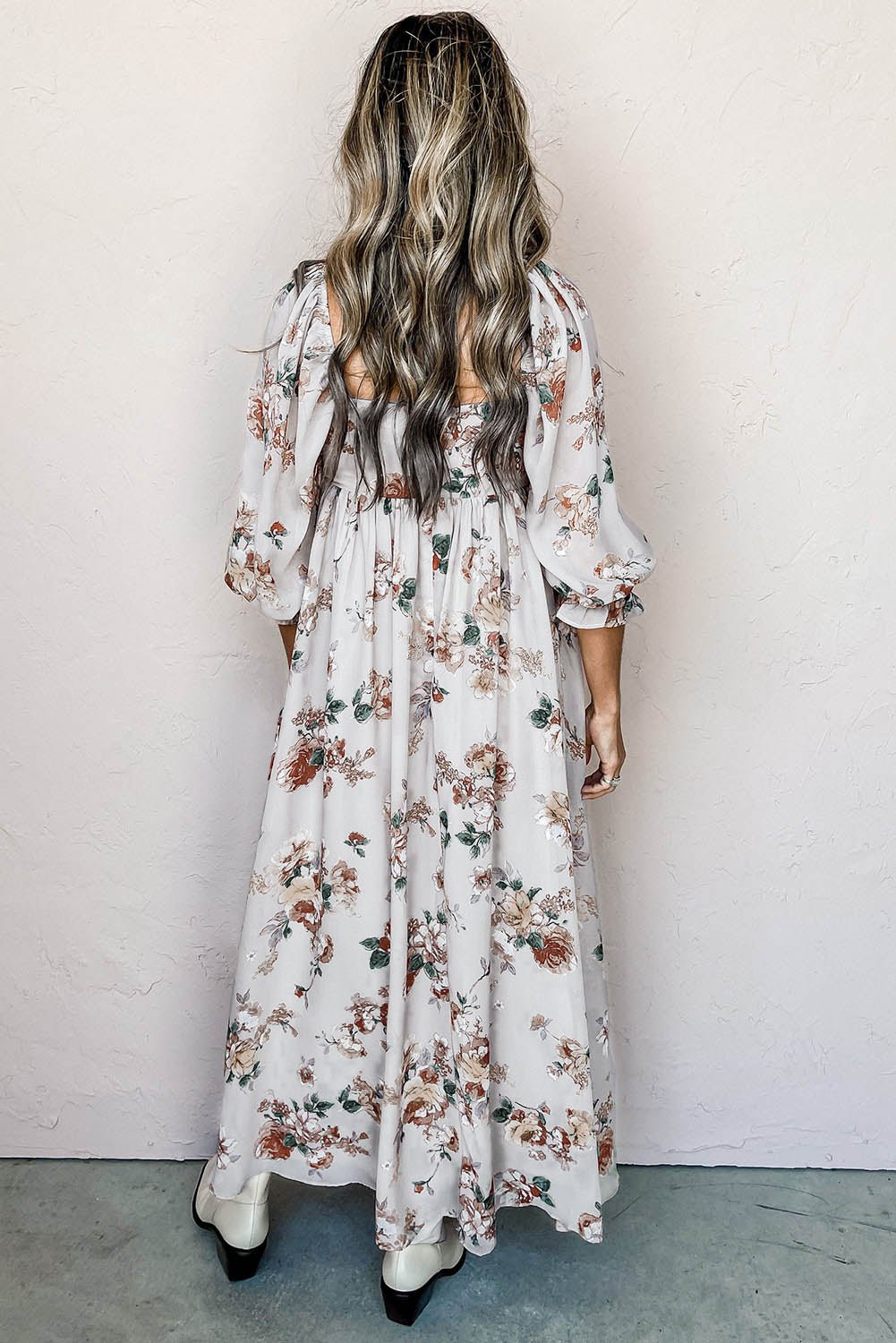 Square Neck Floral Maxi Dress - DUVAL