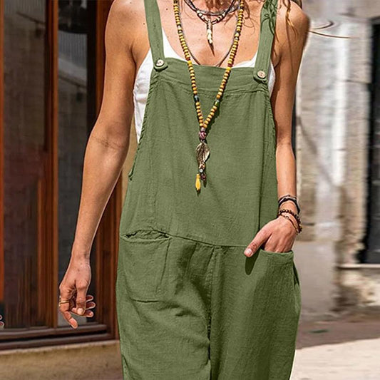 Loose Button Pocket Jumpsuit